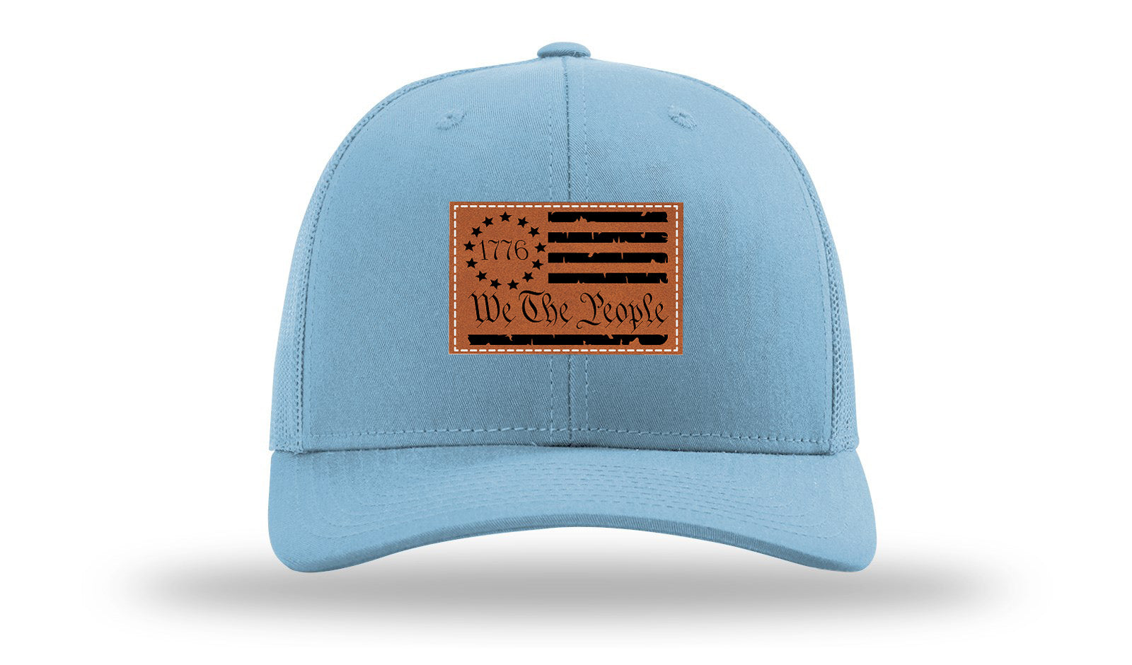 1776 We The People Flag Leather Patch Richardson 112 Hat-Columbia Blue