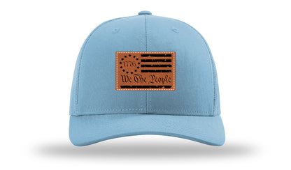 1776 We The People Flag Leather Patch Richardson 112 Hat-Columbia Blue