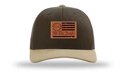 1776 We The People Flag Leather Patch Richardson 112 Hat-Brown / Khaki - CMB