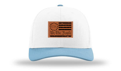 1776 We The People Flag Leather Patch Richardson 112 Hat-White /Columbia Blue - CMB
