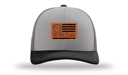 1776 We The People Flag Leather Patch Richardson 112 Hat-Grey / Charcoal / Black