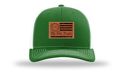 1776 We The People Flag Leather Patch Richardson 112 Hat-Kelly / White