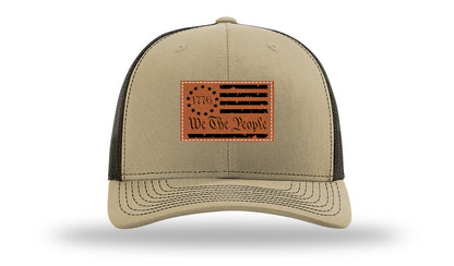 1776 We The People Flag Leather Patch Richardson 112 Hat-Khaki / Coffee