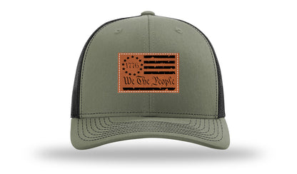 1776 We The People Flag Leather Patch Richardson 112 Hat-Loden / Black