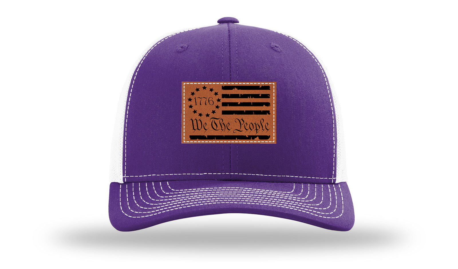 1776 We The People Flag Leather Patch Richardson 112 Hat-Purple / White