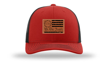 1776 We The People Flag Leather Patch Richardson 112 Hat-Red / Black