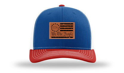 1776 We The People Flag Leather Patch Richardson 112 Hat-Royal / White / Red