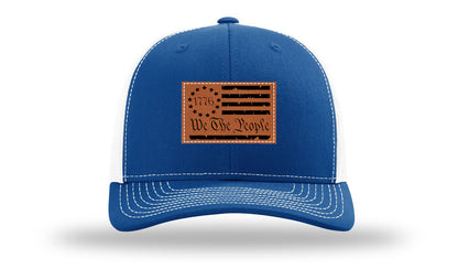 1776 We The People Flag Leather Patch Richardson 112 Hat-Royal / White