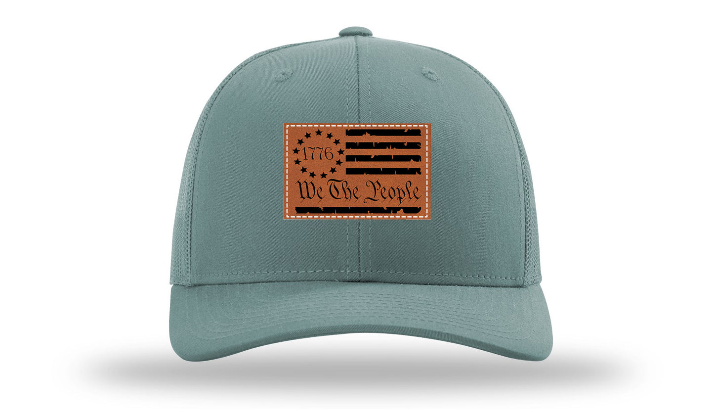 1776 We The People Flag Leather Patch Richardson 112 Hat-Smoke Blue