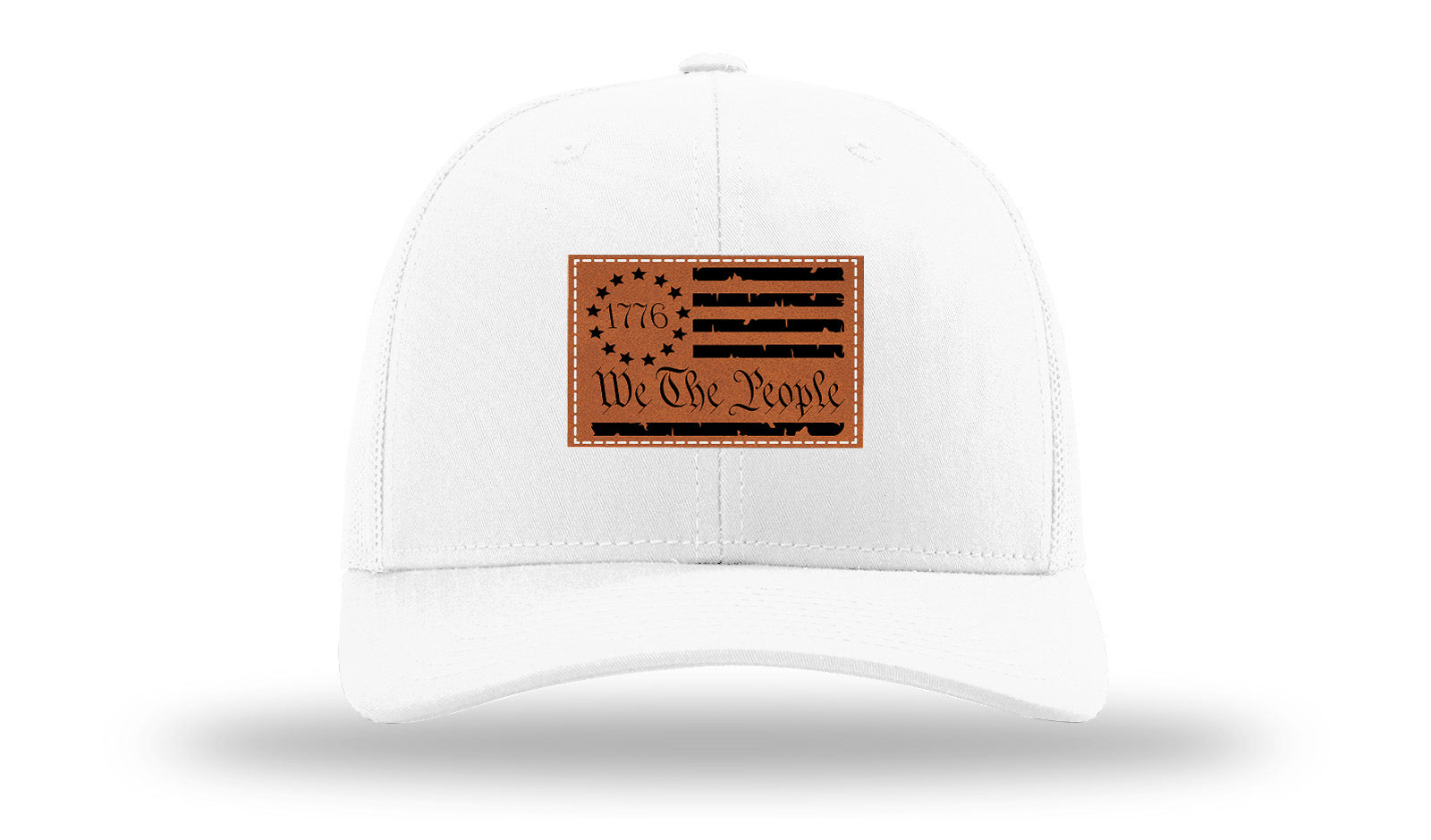 1776 We The People Flag Leather Patch Richardson 112 Hat-White