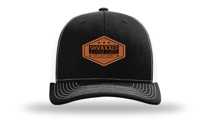 Unvaxxed and Over Taxed Leather Patch Richardson 112 Hat-Black / White