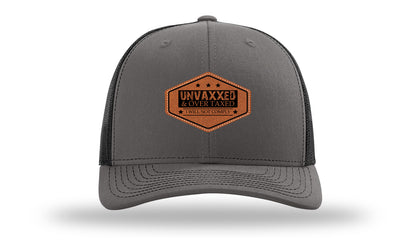 Unvaxxed and Over Taxed Leather Patch Richardson 112 Hat-Charcoal / Black
