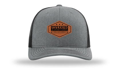 Unvaxxed and Over Taxed Leather Patch Richardson 112 Hat-Heather Grey / Black
