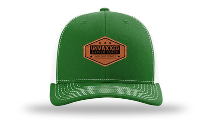Unvaxxed and Over Taxed Leather Patch Richardson 112 Hat-Kelly / White