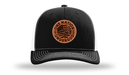 One Nation Under God Leather Patch Richardson 112 Hat-Black / White