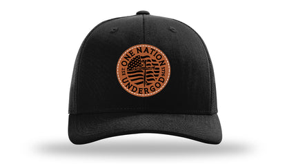 One Nation Under God Leather Patch Richardson 112 Hat-Black