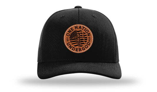 One Nation Under God Leather Patch Richardson 112 Hat-Black