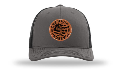 One Nation Under God Leather Patch Richardson 112 Hat-Charcoal / Black