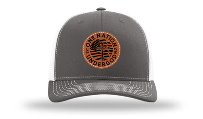 One Nation Under God Leather Patch Richardson 112 Hat-Charcoal / White