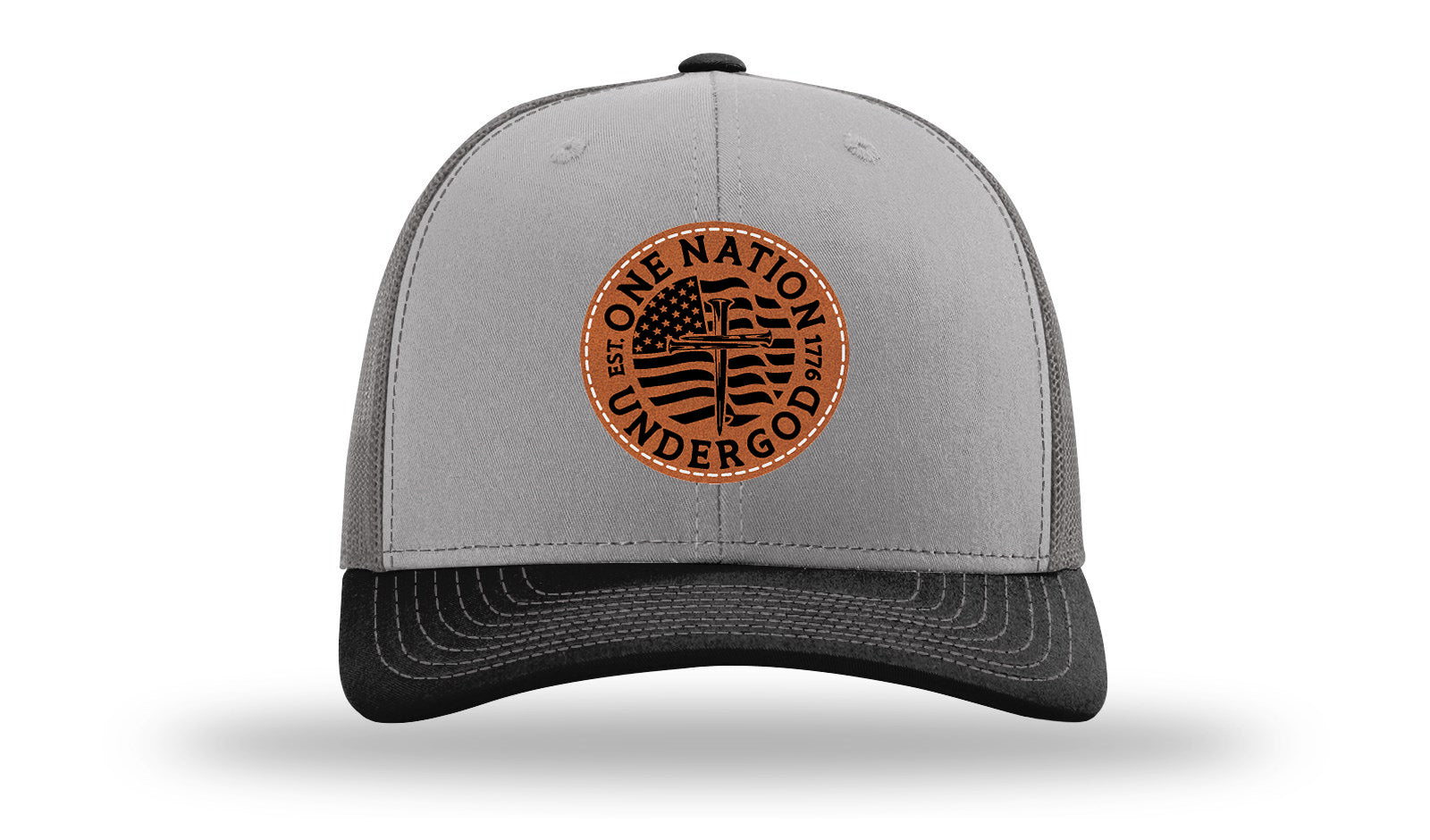 One Nation Under God Leather Patch Richardson 112 Hat-Grey / Charcoal / Black