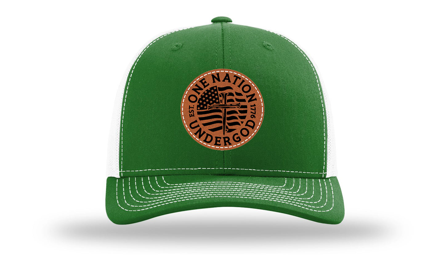 One Nation Under God Leather Patch Richardson 112 Hat-Kelly / White