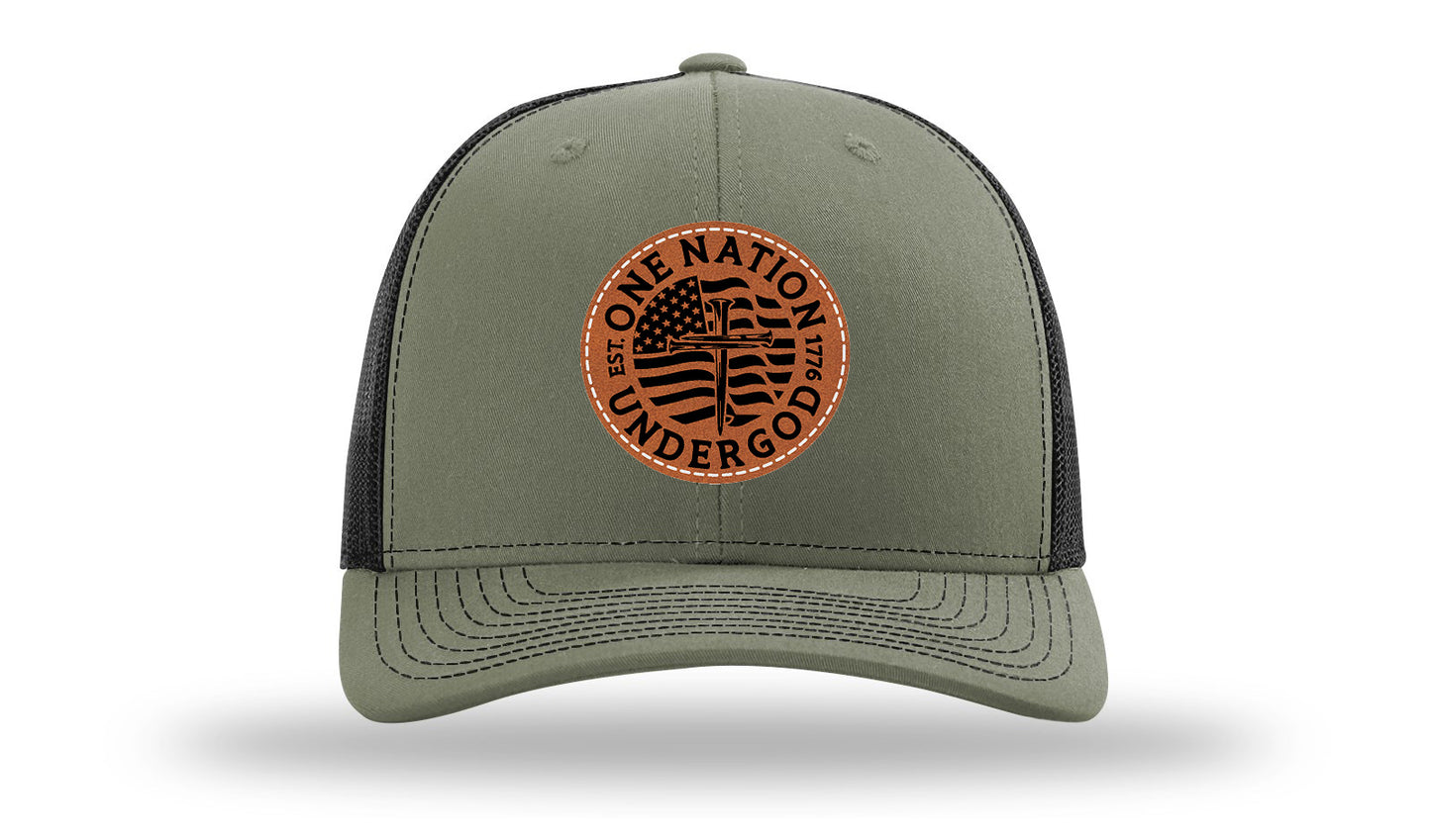 One Nation Under God Leather Patch Richardson 112 Hat-Loden / Black
