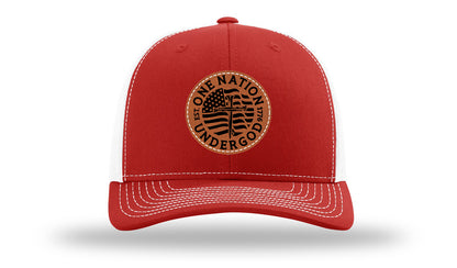 One Nation Under God Leather Patch Richardson 112 Hat-Red / White