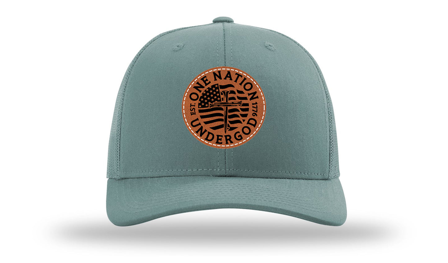 One Nation Under God Leather Patch Richardson 112 Hat-Smoke Blue