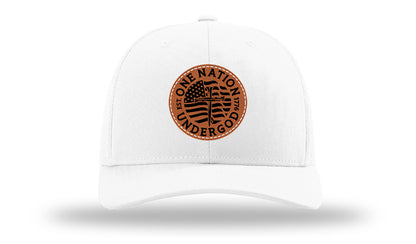 One Nation Under God Leather Patch Richardson 112 Hat-White