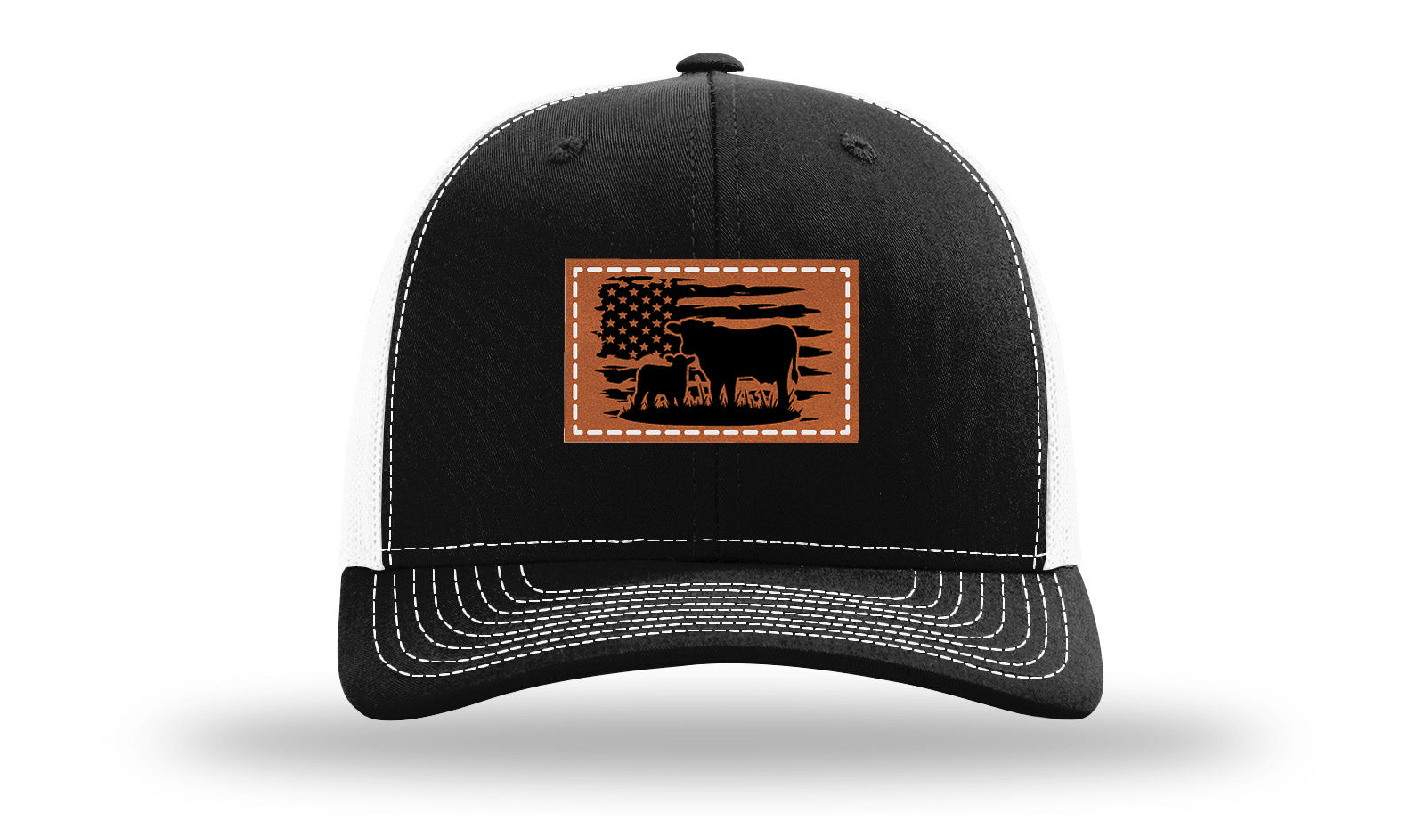 Cow Flag Leather Patch Richardson 112 Hat-Black / White