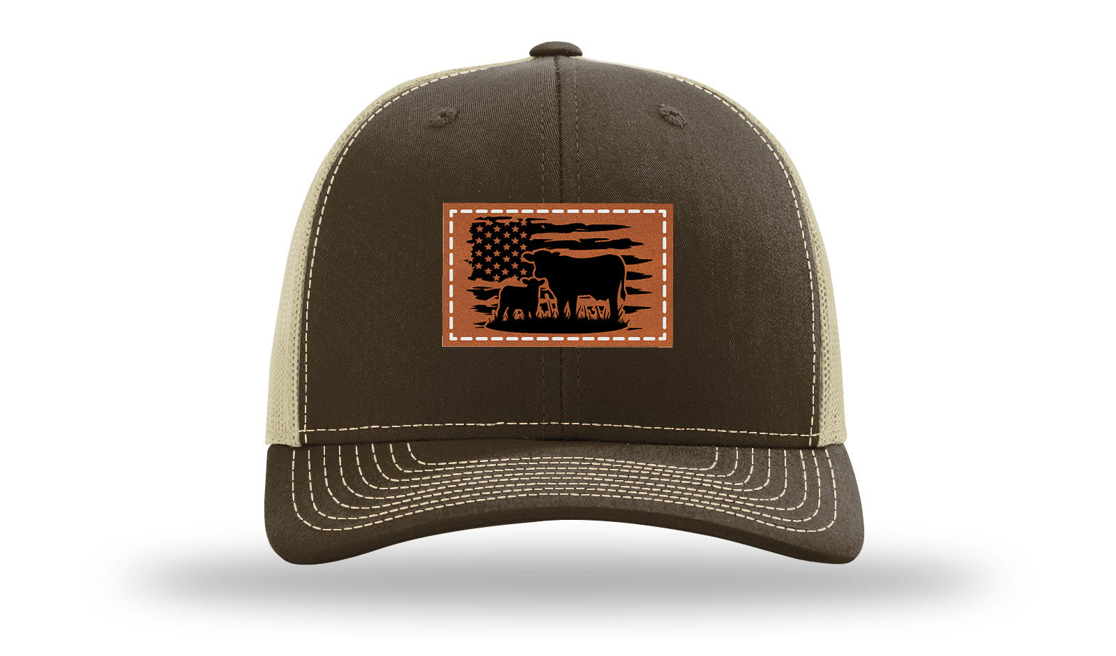 Cow Flag Leather Patch Richardson 112 Hat-Brown / Khaki