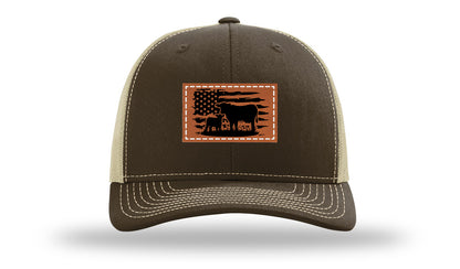 Cow Flag Leather Patch Richardson 112 Hat-Brown / Khaki