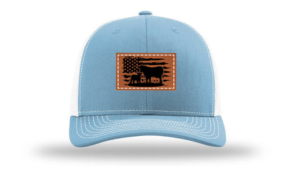 Cow Flag Leather Patch Richardson 112 Hat-Columbia Blue / White