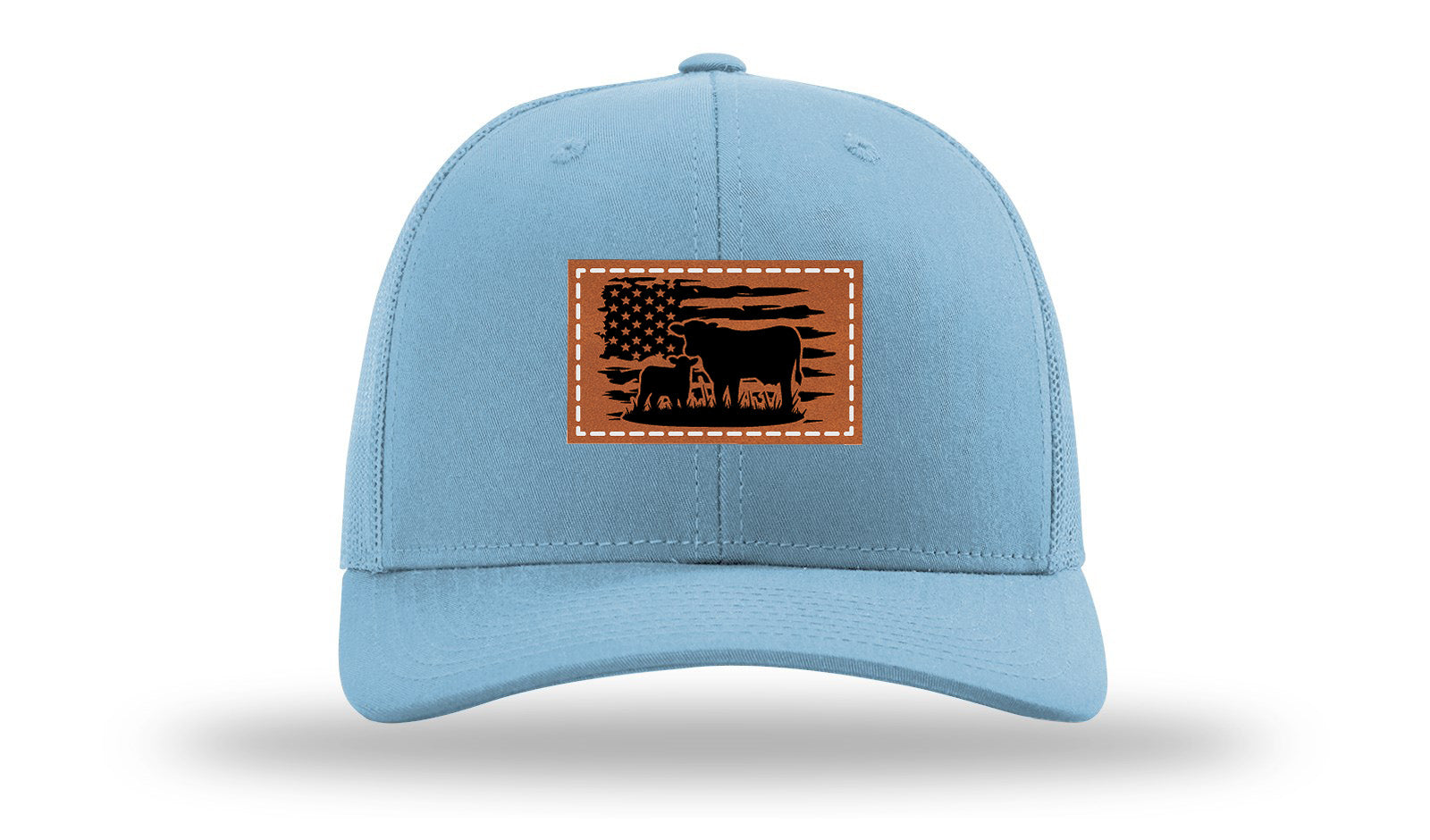 Cow Flag Leather Patch Richardson 112 Hat-Columbia Blue