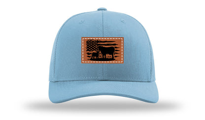 Cow Flag Leather Patch Richardson 112 Hat-Columbia Blue
