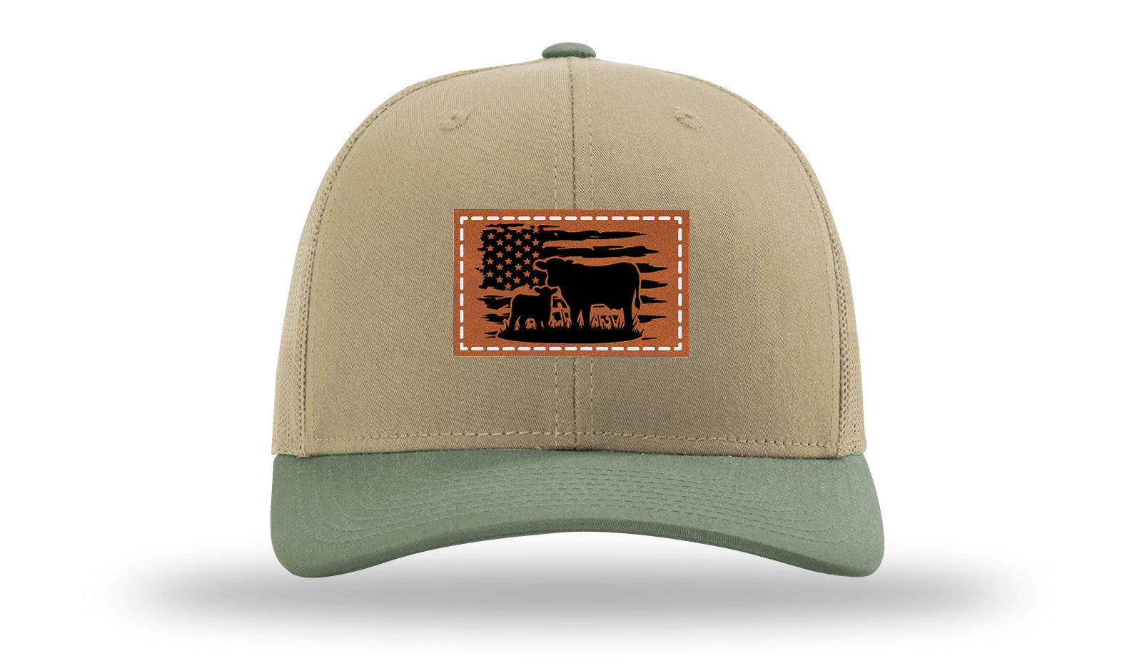 Cow Flag Leather Patch Richardson 112 Hat-Khaki / Loden - CMB