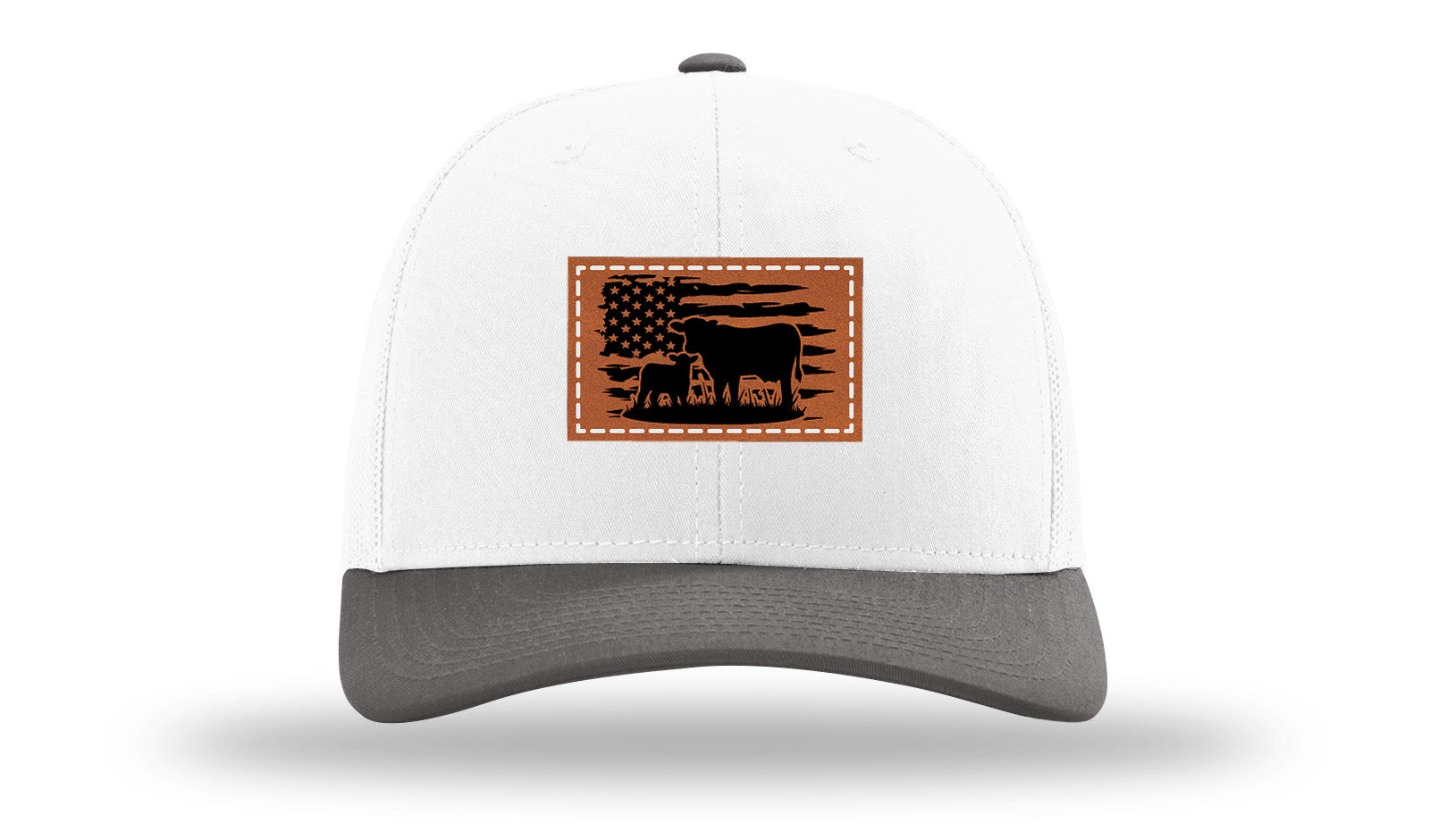 Cow Flag Leather Patch Richardson 112 Hat-White / Charcaol - CMB 