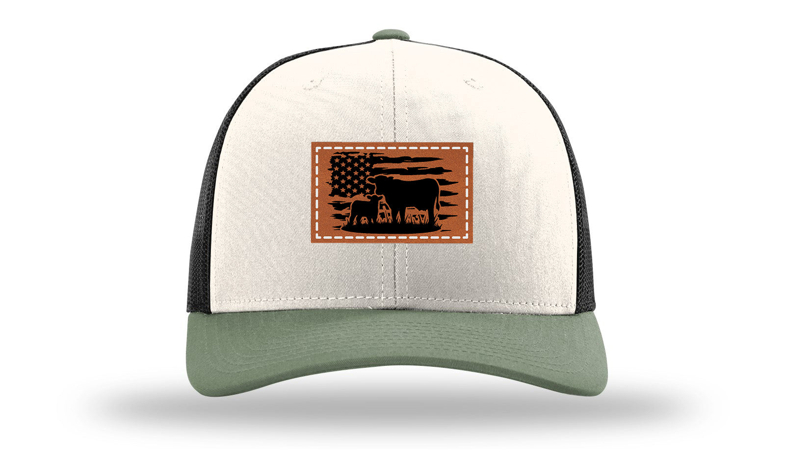 Cow Flag Leather Patch Richardson 112 Hat-Cream / Black / Loden