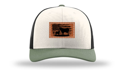 Cow Flag Leather Patch Richardson 112 Hat-Cream / Black / Loden