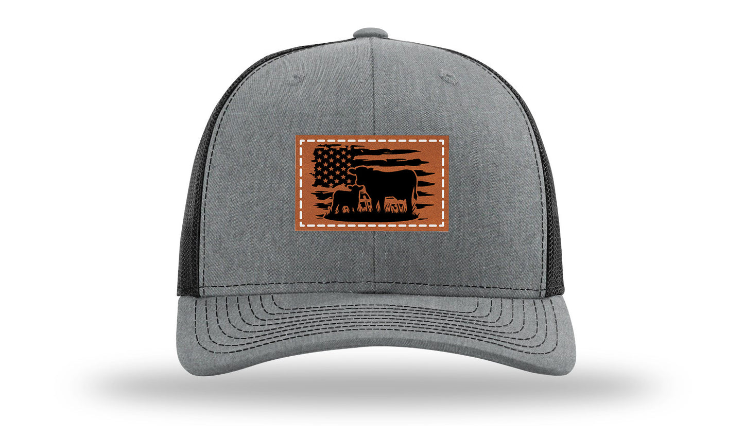 Cow Flag Leather Patch Richardson 112 Hat-Heather Grey / Black