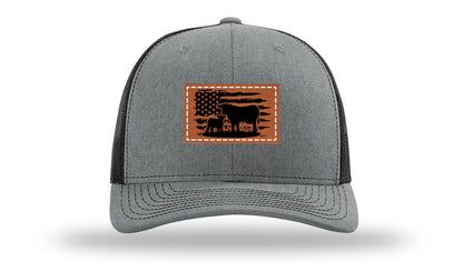 Cow Flag Leather Patch Richardson 112 Hat-Heather Grey / Black
