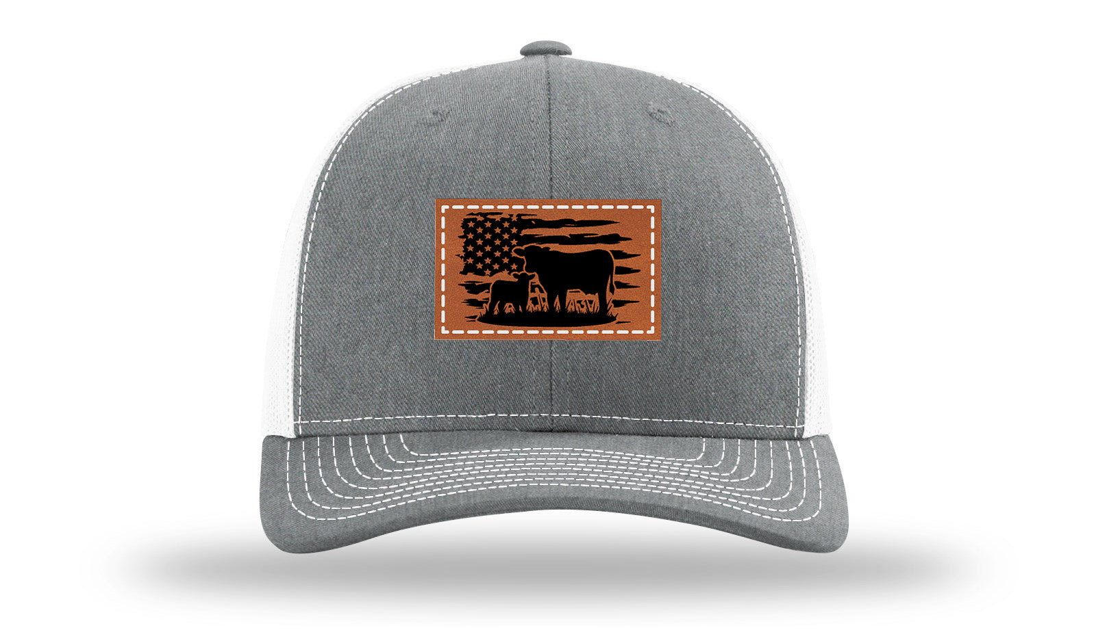 Cow Flag Leather Patch Richardson 112 Hat-Heather Grey / White