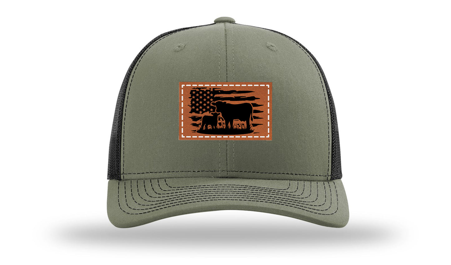 Cow Flag Leather Patch Richardson 112 Hat-Loden / Black