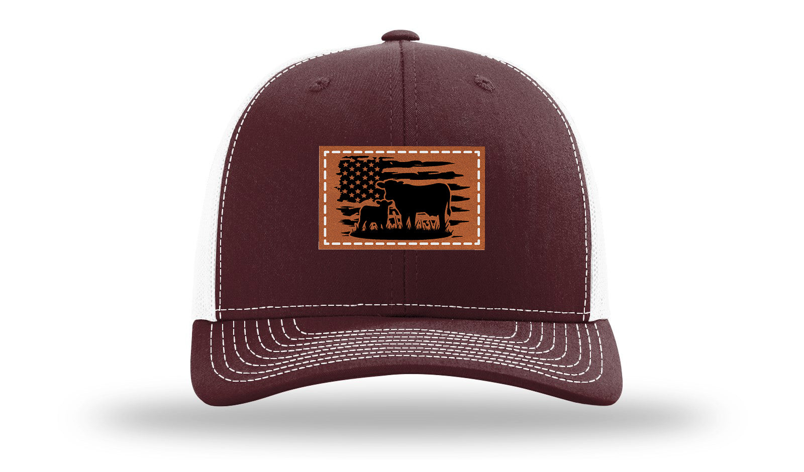 Cow Flag Leather Patch Richardson 112 Hat-Maronn / White