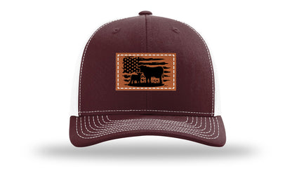 Cow Flag Leather Patch Richardson 112 Hat-Maronn / White