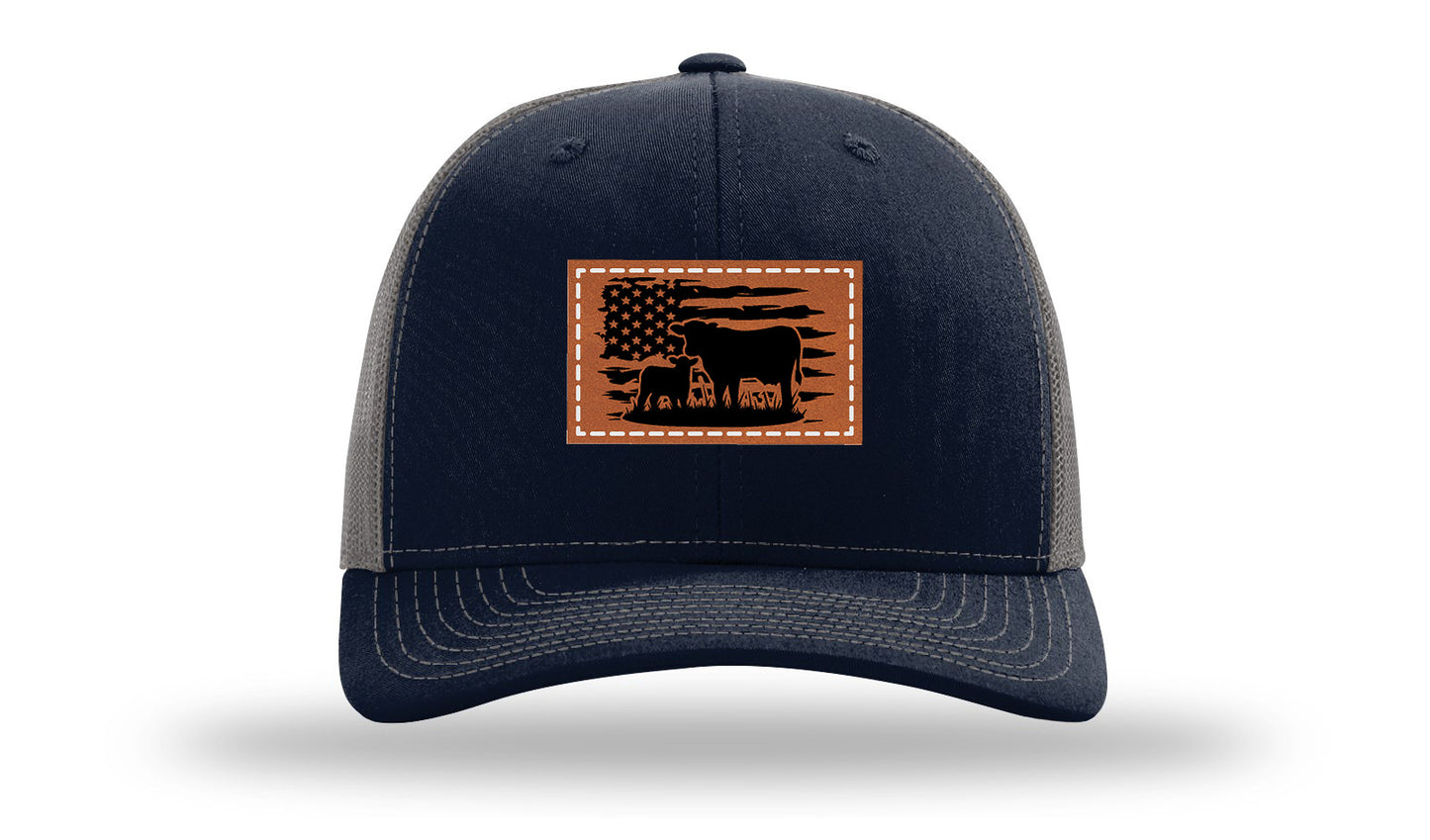 Cow Flag Leather Patch Richardson 112 Hat-Navy / Charcoal