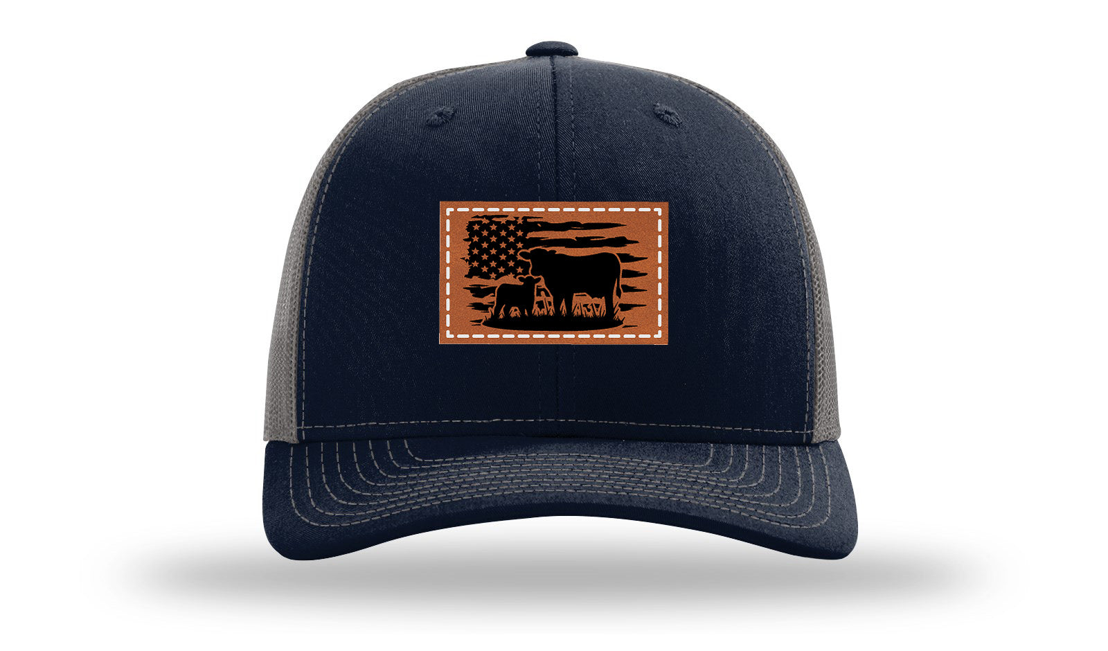 Cow Flag Leather Patch Richardson 112 Hat-Navy / Charcoal