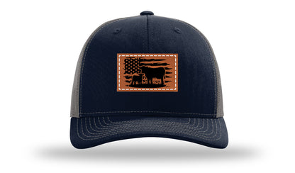 Cow Flag Leather Patch Richardson 112 Hat-Navy / Charcoal