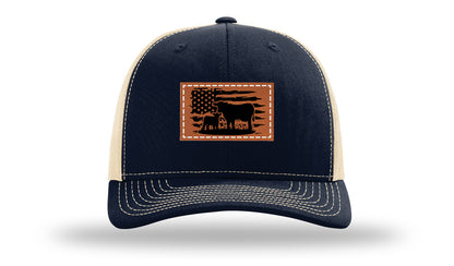 Cow Flag Leather Patch Richardson 112 Hat-Navy /  Khaki