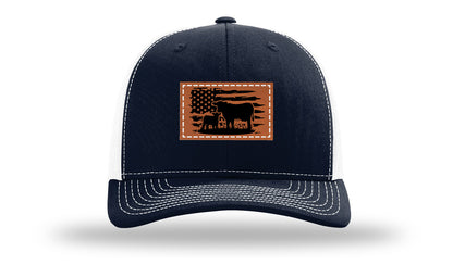 Cow Flag Leather Patch Richardson 112 Hat-Navy / White